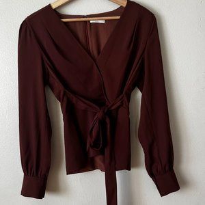 Aritzia Long Sleeve Blouse - Burgundy